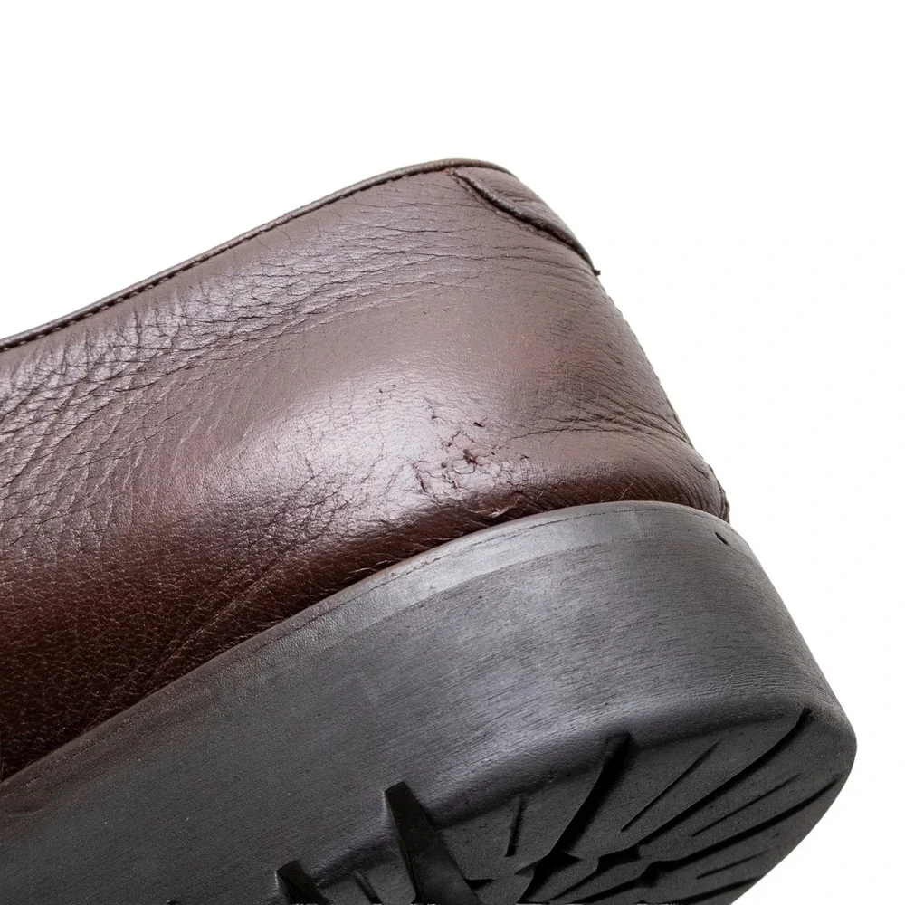 Salvatore Ferragamo Mens Brown Pebbled Leather Lug Sole Derby Shoes 10 D Italy